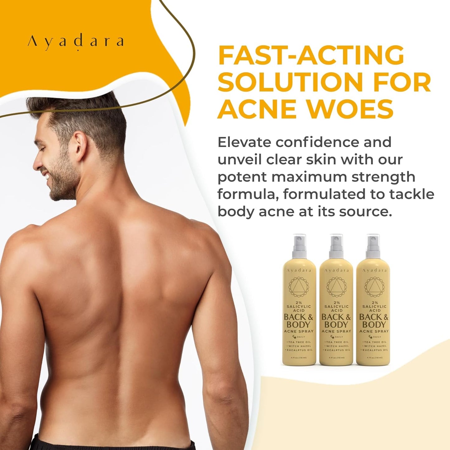 Ayadara Acne Treatment Body Spray 4 fl oz (3 Pack)