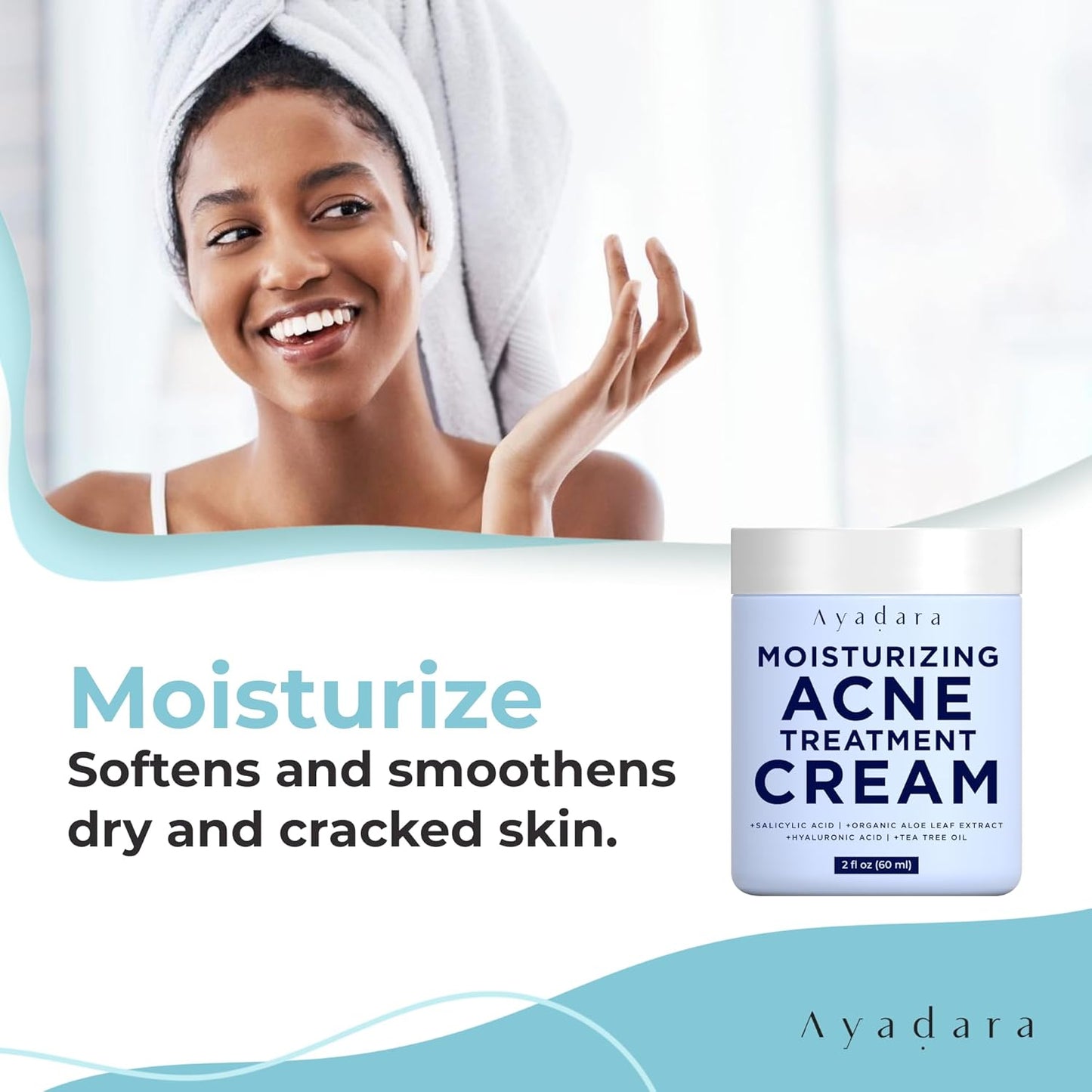 Ayadara Breakout Warrior Acne Cream Moisturizer for Face and Body 2 fl oz