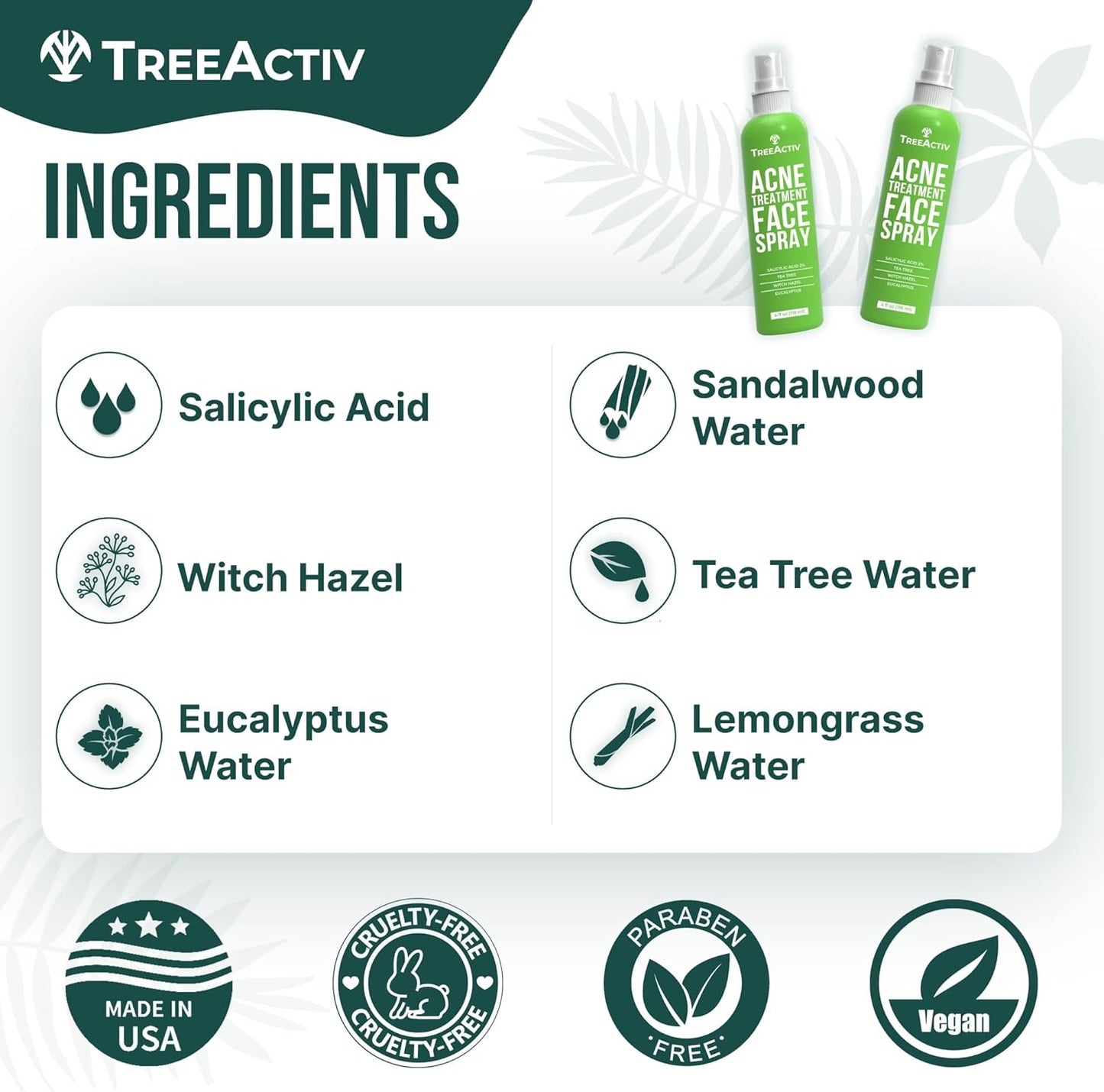 TreeActiv Acne Eliminating Face Spray 4 fl oz