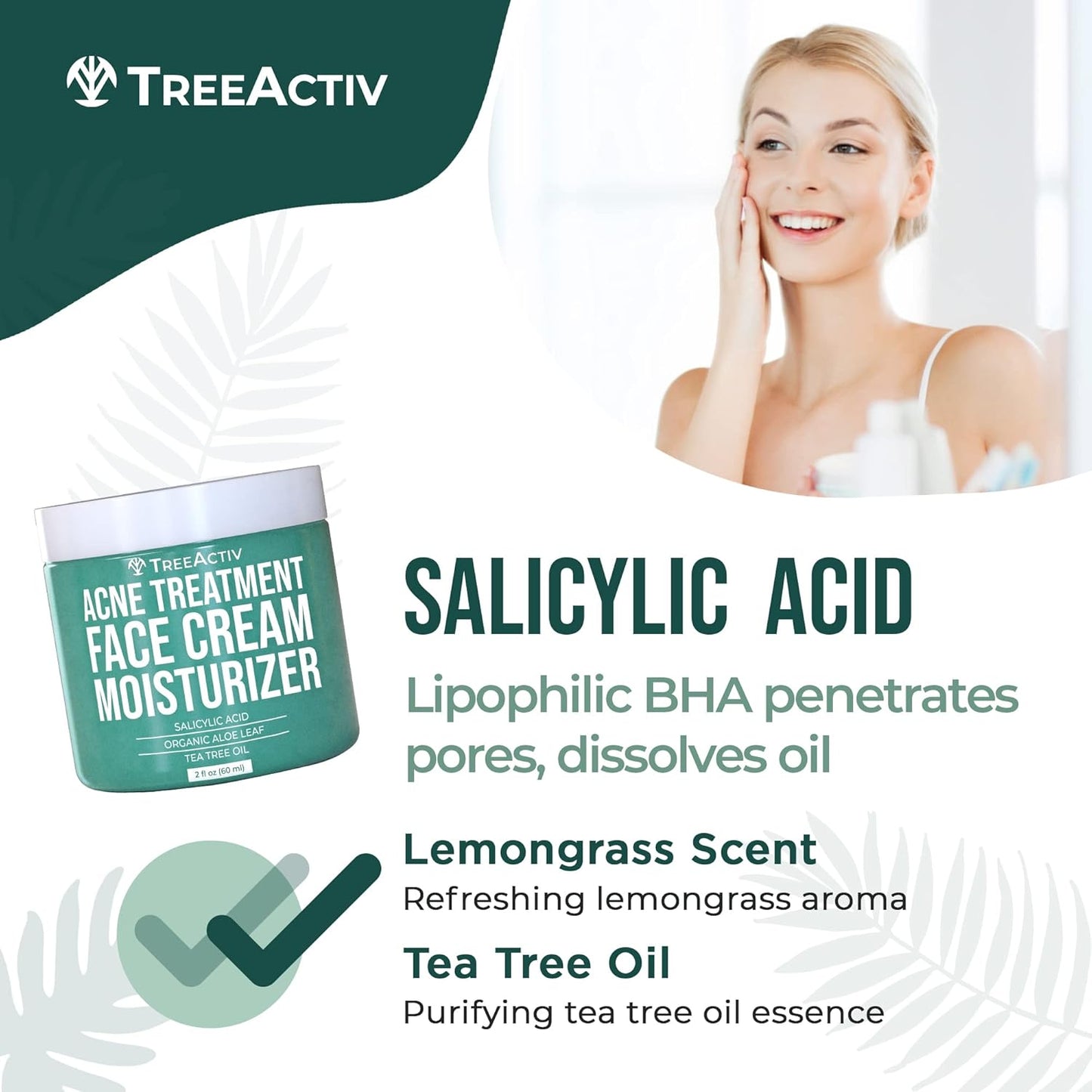 TreeActiv Acne Eliminating Face Cream 2 fl oz
