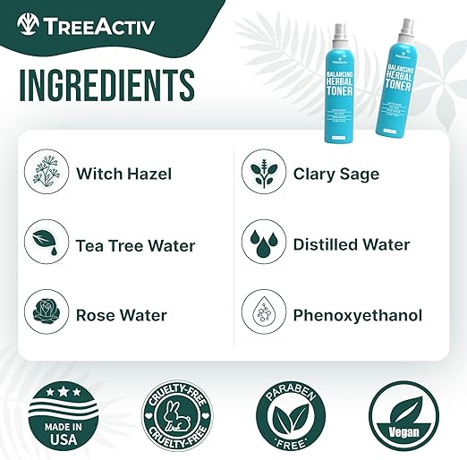 TreeActiv Balancing Herbal Toner 4 fl oz | Natural Skin pH Balancer