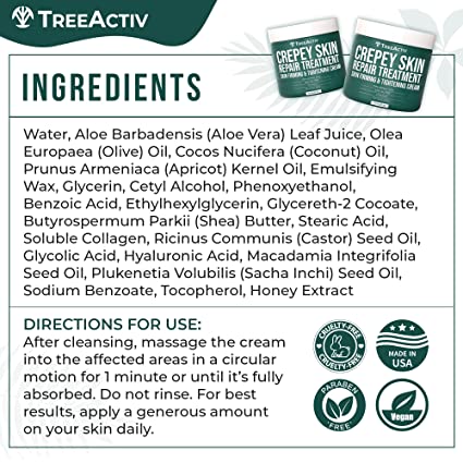 TreeActiv Crepey Skin Repair Treatment 8 fl oz | Firming Cream with Hyaluronic Acid