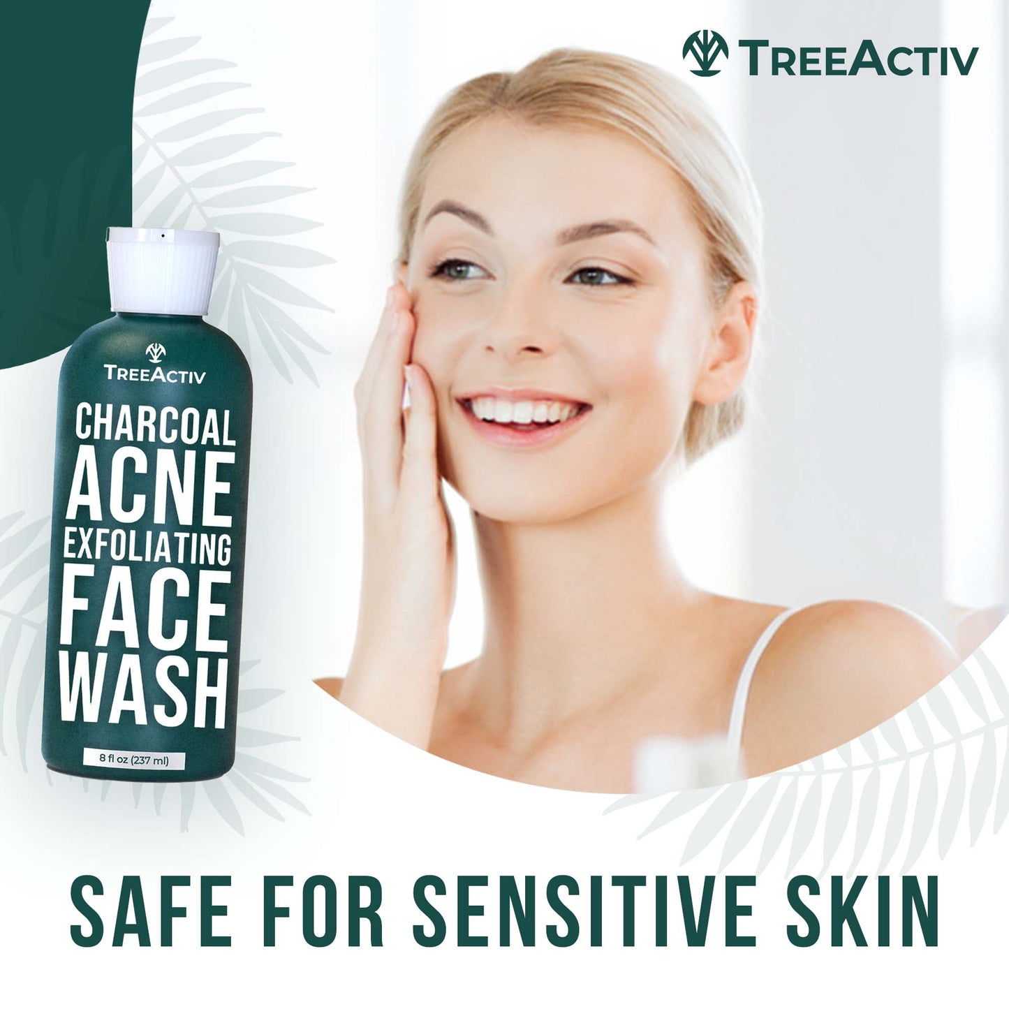 TreeActiv Acne Eliminating Face Cleanser 8 fl oz | Natural Exfoliating Formula