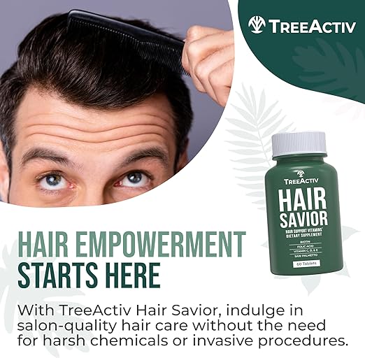 TreeActiv Hair Savior Supplement 60 Capsules | Hair Vitamins for Hair Growth, Hair Growth Supplement with Biotin, Vitamins for Hair Growth Women and Men