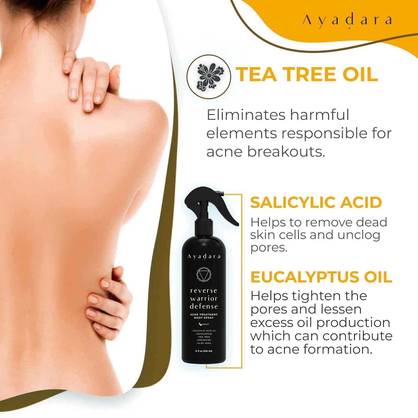 Ayadara Reverse Warrior Acne Treatment Body Spray 8 fl oz