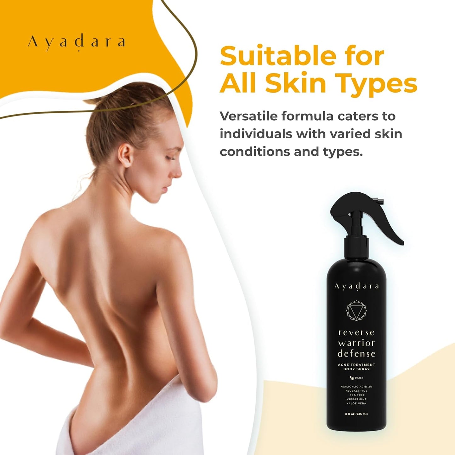 Ayadara Reverse Warrior Acne Treatment Body Spray 8 fl oz