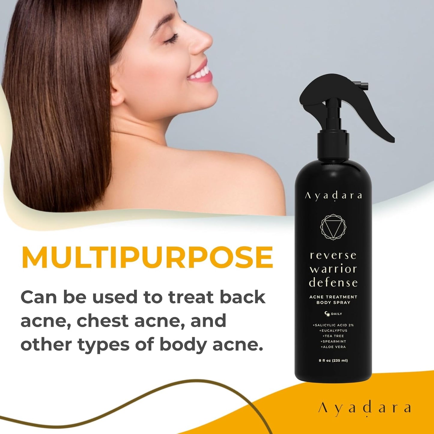 Ayadara Reverse Warrior Acne Treatment Body Spray 8 fl oz