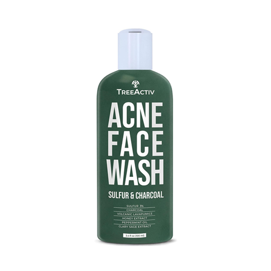 TreeActiv Charcoal Acne Face Wash 3.4 fl oz | Natural Cleanser for Clear, Smooth Skin