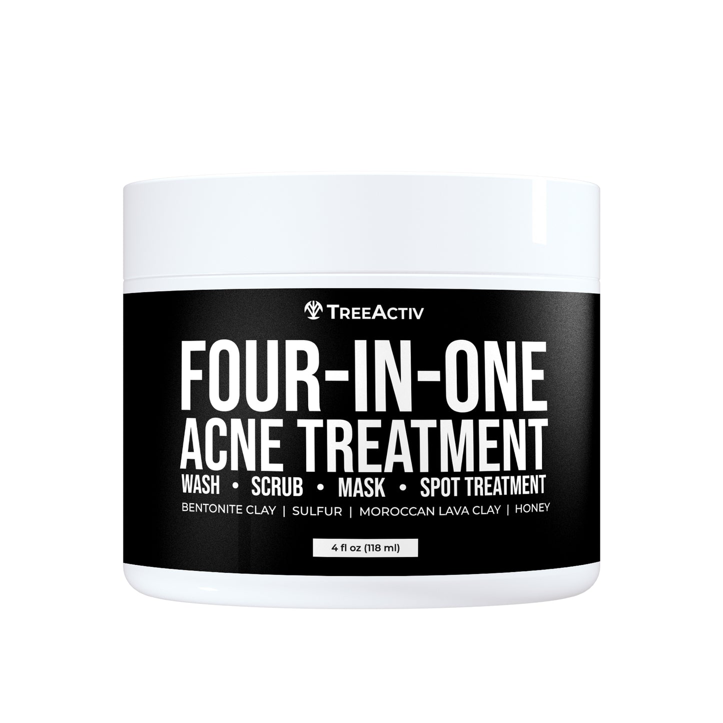 TreeActiv Four-in-One Acne Treatment 4 fl oz | Sulfur, Bentonite Clay, Grapefruit Oil