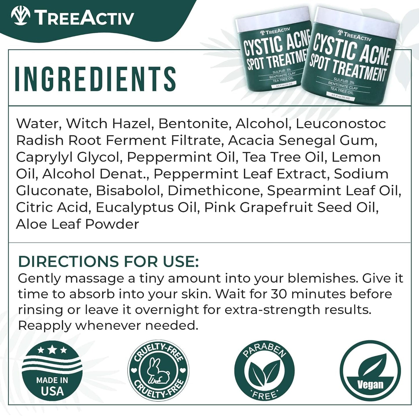 TreeActiv Cystic Acne Spot Treatment 0.5 fl oz | Fast Relief with Tea Tree Oil