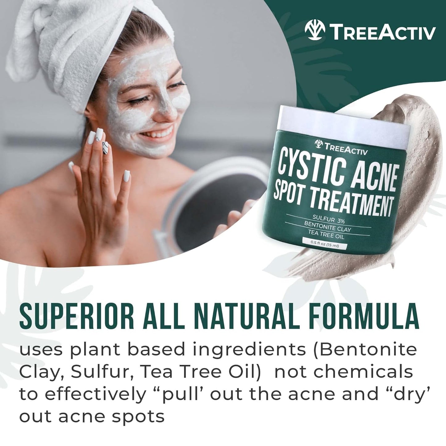 TreeActiv Cystic Acne Spot Treatment 0.5 fl oz | Fast Relief with Tea Tree Oil